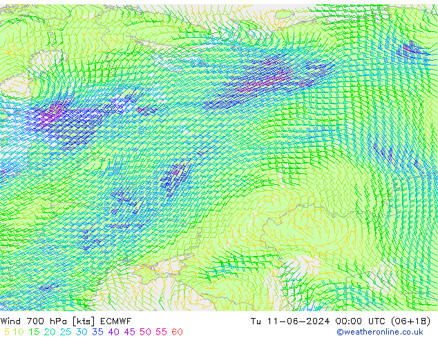 Rüzgar 700 hPa ECMWF Sa 11.06.2024 00 UTC