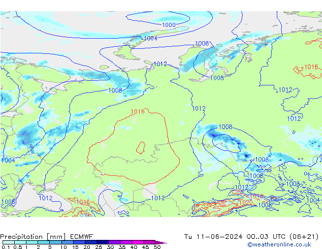 Precipitazione ECMWF mar 11.06.2024 03 UTC
