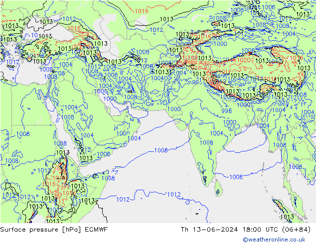 приземное давление ECMWF чт 13.06.2024 18 UTC