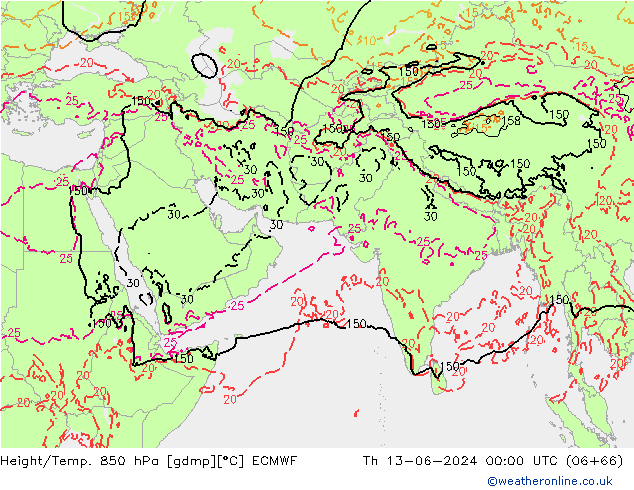 Z500/Rain (+SLP)/Z850 ECMWF gio 13.06.2024 00 UTC