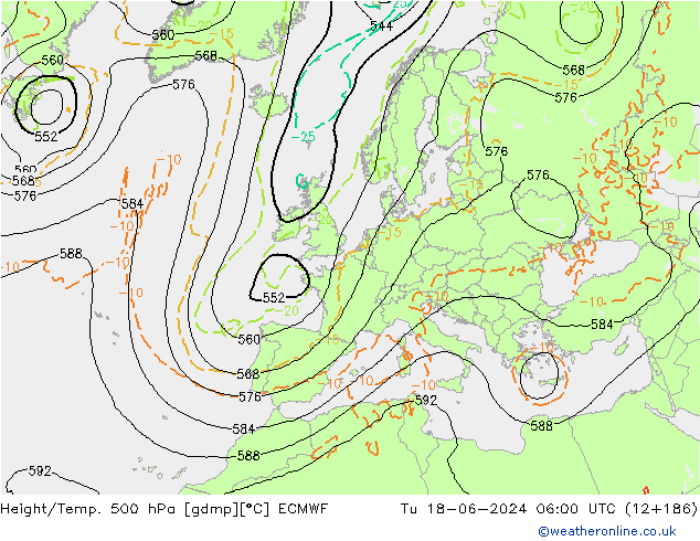 Z500/Rain (+SLP)/Z850 ECMWF mar 18.06.2024 06 UTC