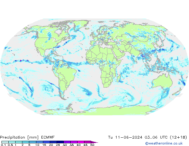 Srážky ECMWF Út 11.06.2024 06 UTC