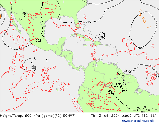 Z500/Rain (+SLP)/Z850 ECMWF Qui 13.06.2024 06 UTC