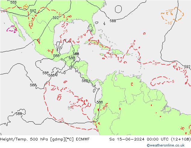 Height/Temp. 500 hPa ECMWF Sa 15.06.2024 00 UTC