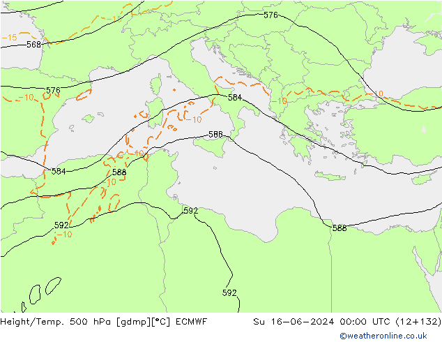 Z500/Rain (+SLP)/Z850 ECMWF Dom 16.06.2024 00 UTC