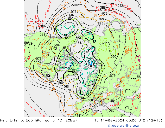 Height/Temp. 500 hPa ECMWF mar 11.06.2024 00 UTC