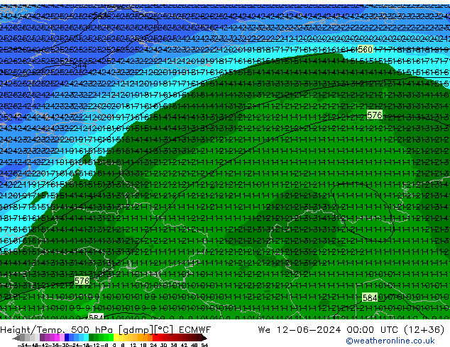 Z500/Rain (+SLP)/Z850 ECMWF mié 12.06.2024 00 UTC