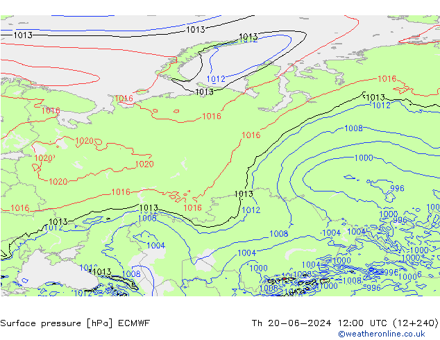 Luchtdruk (Grond) ECMWF do 20.06.2024 12 UTC