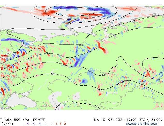 T-Adv. 500 hPa ECMWF ma 10.06.2024 12 UTC