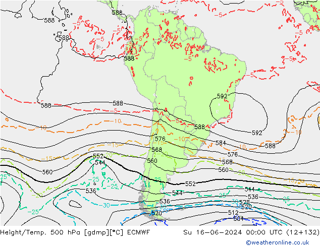 Z500/Rain (+SLP)/Z850 ECMWF Su 16.06.2024 00 UTC