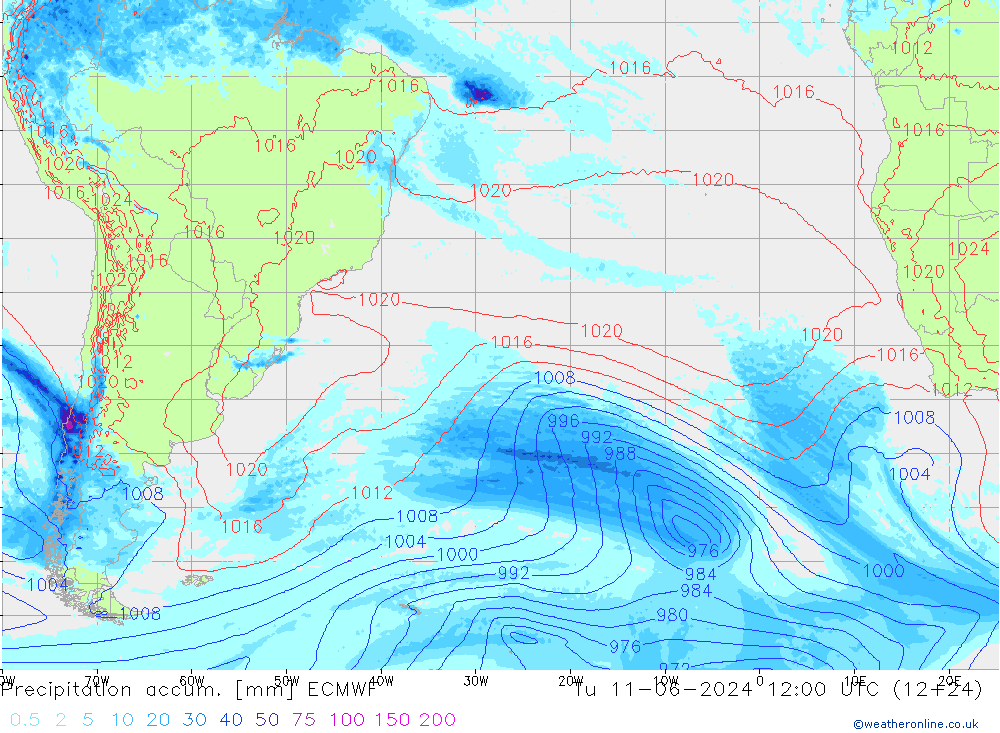 Precipitation accum. ECMWF mar 11.06.2024 12 UTC