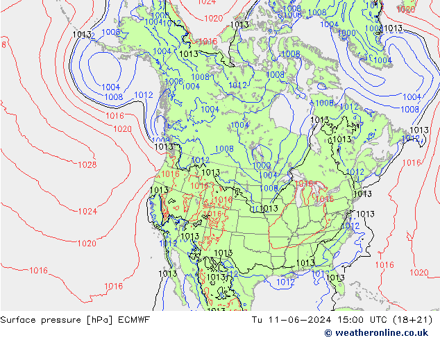 Surface pressure ECMWF Tu 11.06.2024 15 UTC