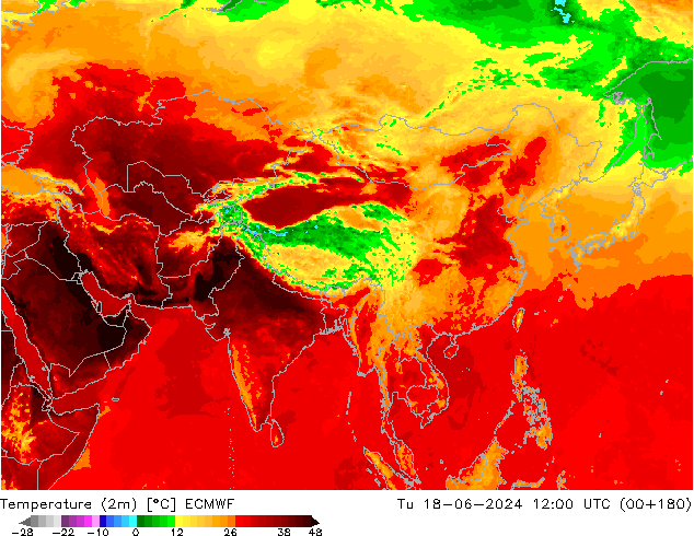 карта температуры ECMWF вт 18.06.2024 12 UTC