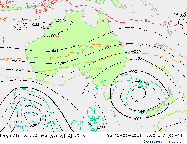 Z500/Yağmur (+YB)/Z850 ECMWF Cts 15.06.2024 18 UTC