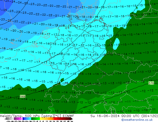 Z500/Rain (+SLP)/Z850 ECMWF dom 16.06.2024 00 UTC