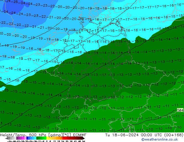 Z500/Rain (+SLP)/Z850 ECMWF Tu 18.06.2024 00 UTC