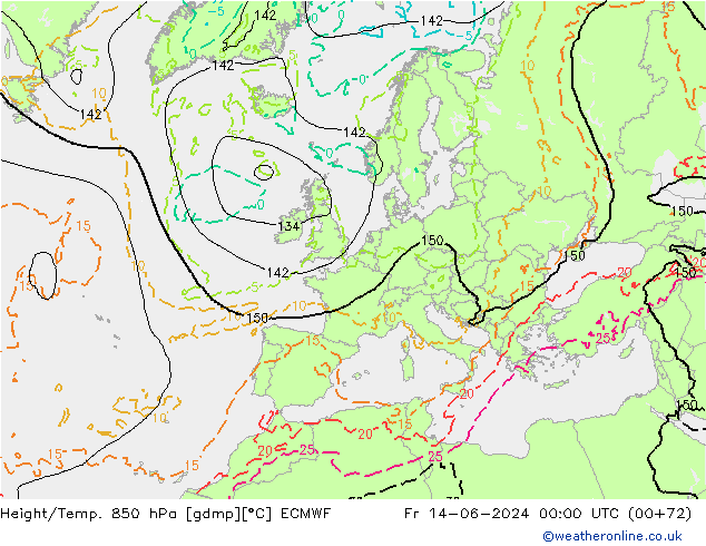 Z500/Rain (+SLP)/Z850 ECMWF  14.06.2024 00 UTC