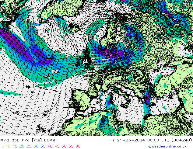 ветер 850 гПа ECMWF пт 21.06.2024 00 UTC