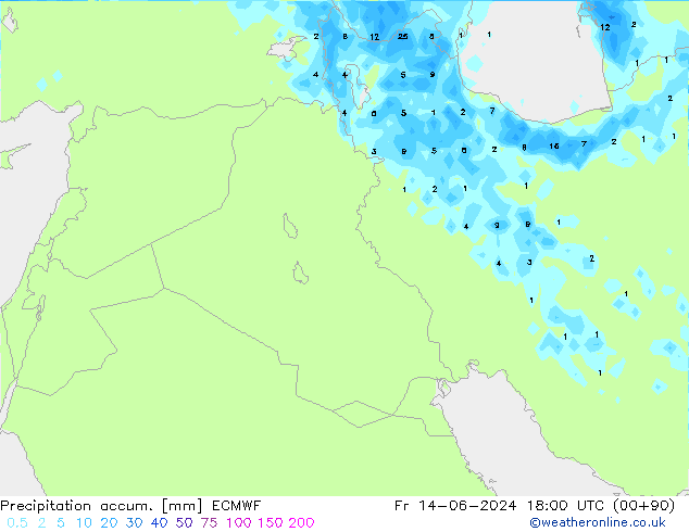 Precipitation accum. ECMWF Fr 14.06.2024 18 UTC