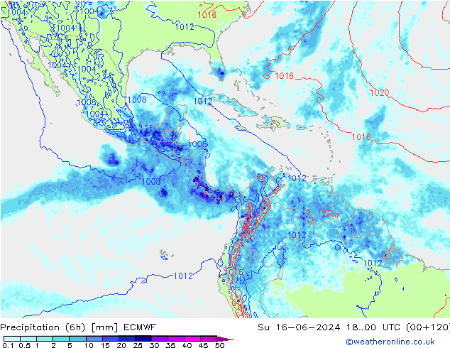 Z500/Rain (+SLP)/Z850 ECMWF nie. 16.06.2024 00 UTC