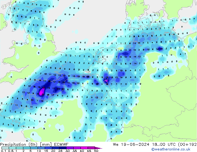 Z500/Regen(+SLP)/Z850 ECMWF wo 19.06.2024 00 UTC