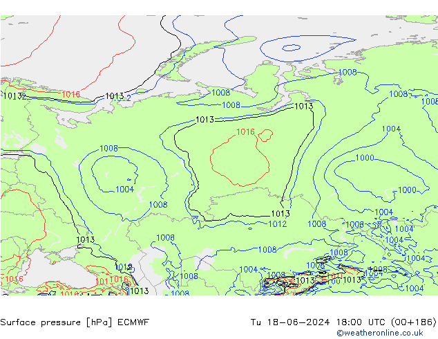 pressão do solo ECMWF Ter 18.06.2024 18 UTC
