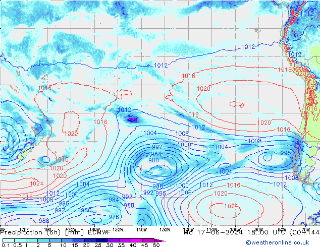 Précipitation (6h) ECMWF lun 17.06.2024 00 UTC