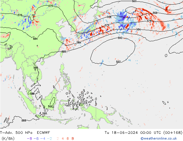 T-Adv. 500 hPa ECMWF Sa 18.06.2024 00 UTC