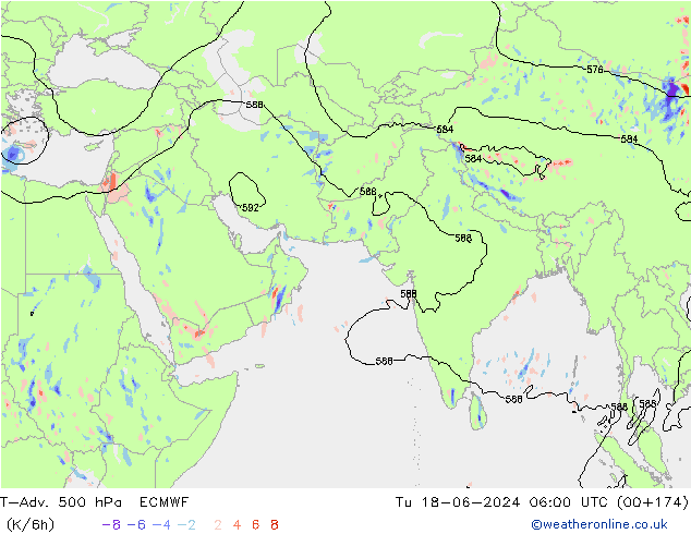 T-Adv. 500 hPa ECMWF Tu 18.06.2024 06 UTC