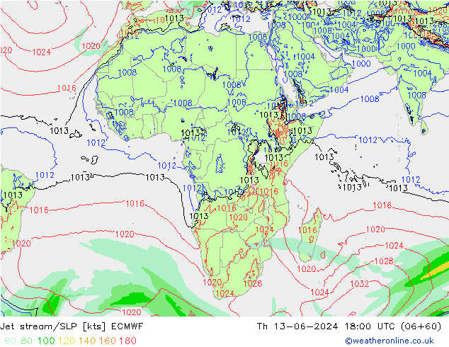 Jet Akımları/SLP ECMWF Per 13.06.2024 18 UTC