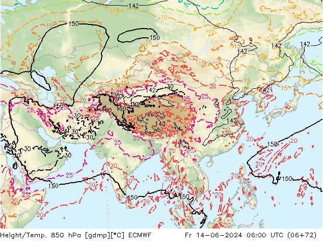 Z500/Rain (+SLP)/Z850 ECMWF ven 14.06.2024 06 UTC