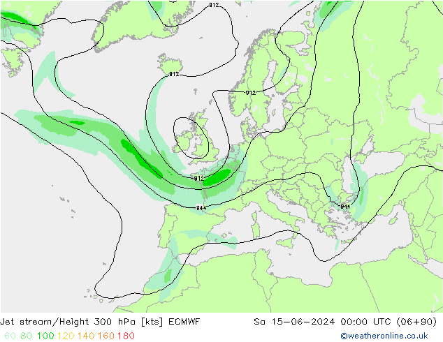 Jet stream/Height 300 hPa ECMWF Sa 15.06.2024 00 UTC