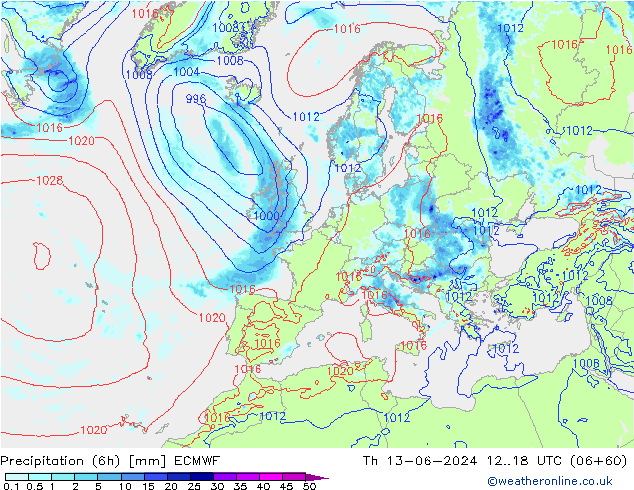 Z500/Yağmur (+YB)/Z850 ECMWF Per 13.06.2024 18 UTC