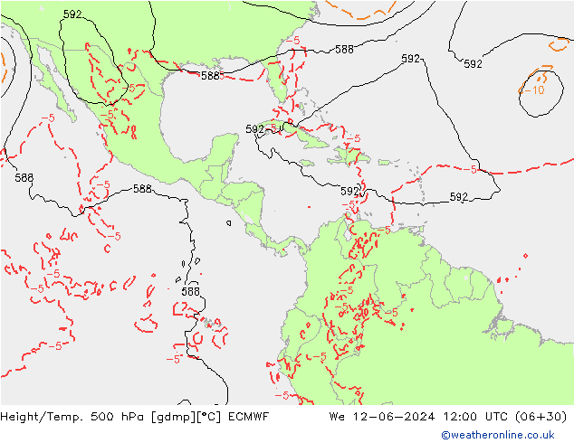 Z500/Rain (+SLP)/Z850 ECMWF mer 12.06.2024 12 UTC