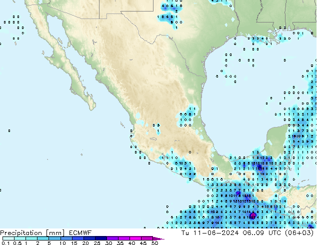 Precipitation ECMWF Tu 11.06.2024 09 UTC