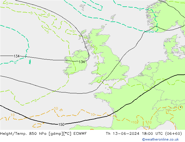 Z500/Rain (+SLP)/Z850 ECMWF Čt 13.06.2024 18 UTC