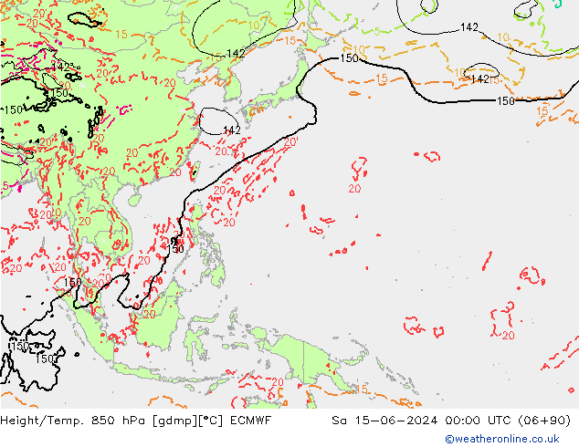 Height/Temp. 850 hPa ECMWF Sa 15.06.2024 00 UTC