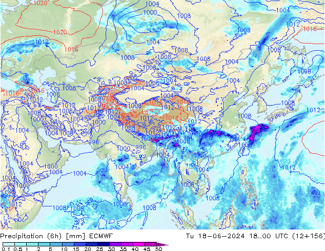 Z500/Rain (+SLP)/Z850 ECMWF wto. 18.06.2024 00 UTC