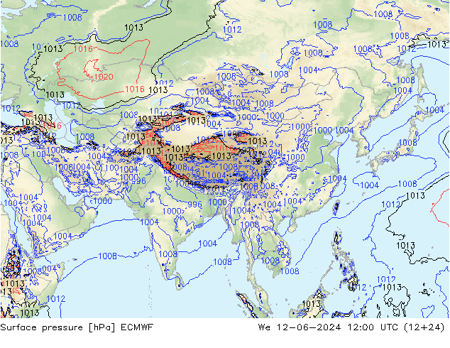 pression de l'air ECMWF mer 12.06.2024 12 UTC