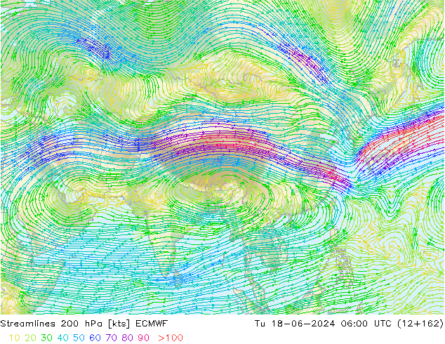 Rüzgar 200 hPa ECMWF Sa 18.06.2024 06 UTC