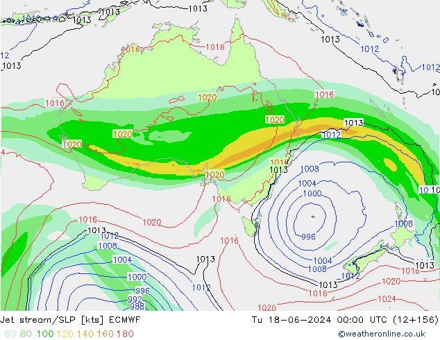 Straalstroom/SLP ECMWF di 18.06.2024 00 UTC