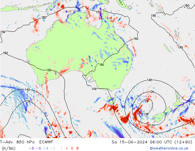 T-Adv. 850 hPa ECMWF sam 15.06.2024 06 UTC