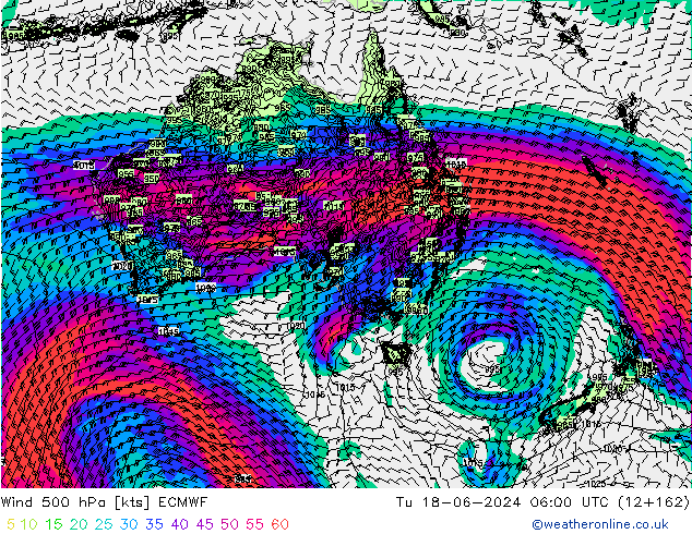 ветер 500 гПа ECMWF вт 18.06.2024 06 UTC