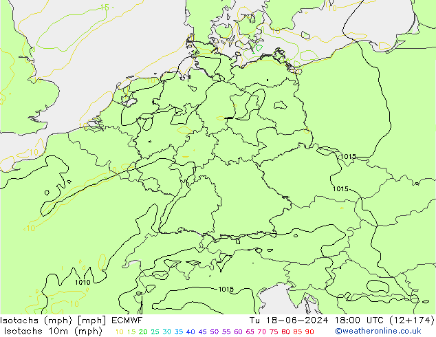 Isotachs (mph) ECMWF Tu 18.06.2024 18 UTC