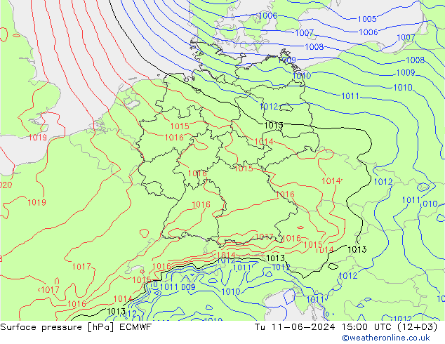 ciśnienie ECMWF wto. 11.06.2024 15 UTC