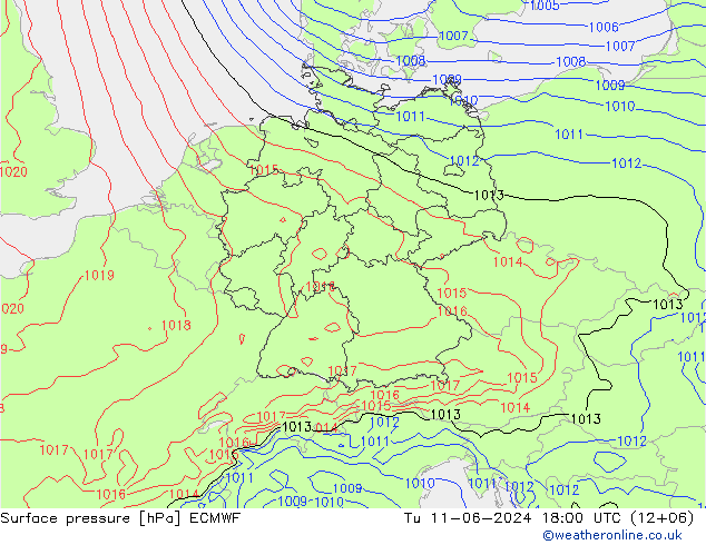 pression de l'air ECMWF mar 11.06.2024 18 UTC