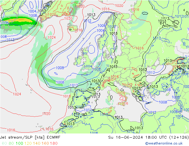 Jet stream/SLP ECMWF Su 16.06.2024 18 UTC