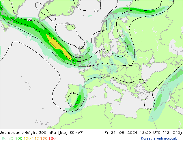 Corriente en chorro ECMWF vie 21.06.2024 12 UTC