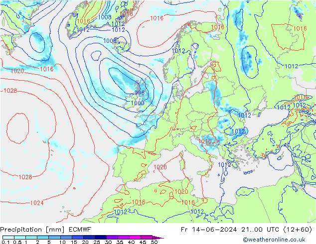 Niederschlag ECMWF Fr 14.06.2024 00 UTC