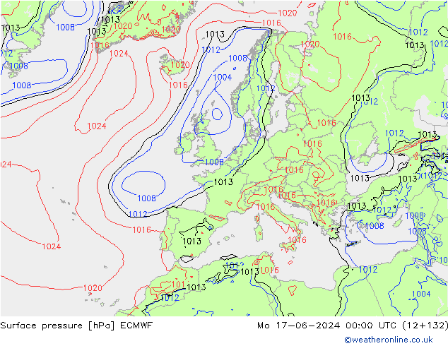 Bodendruck ECMWF Mo 17.06.2024 00 UTC